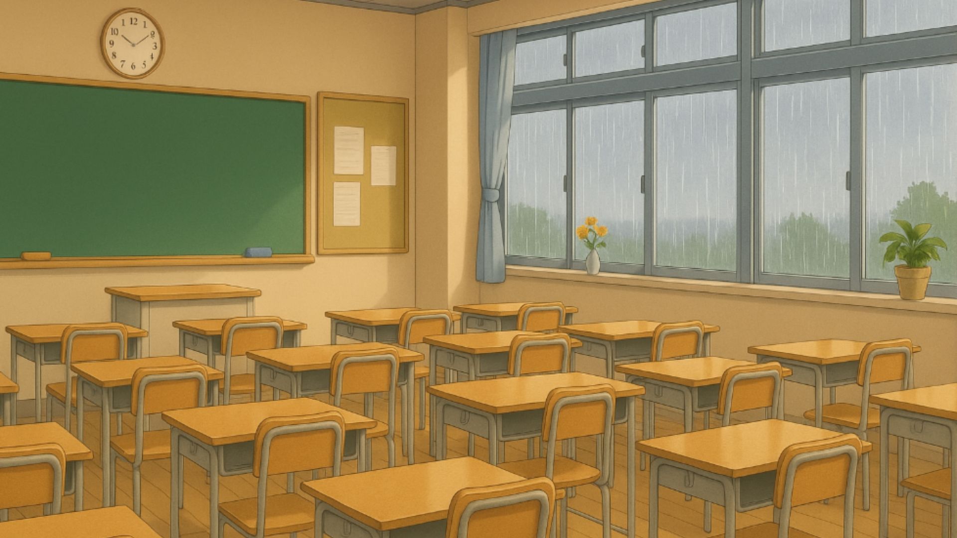 学校(雨)
