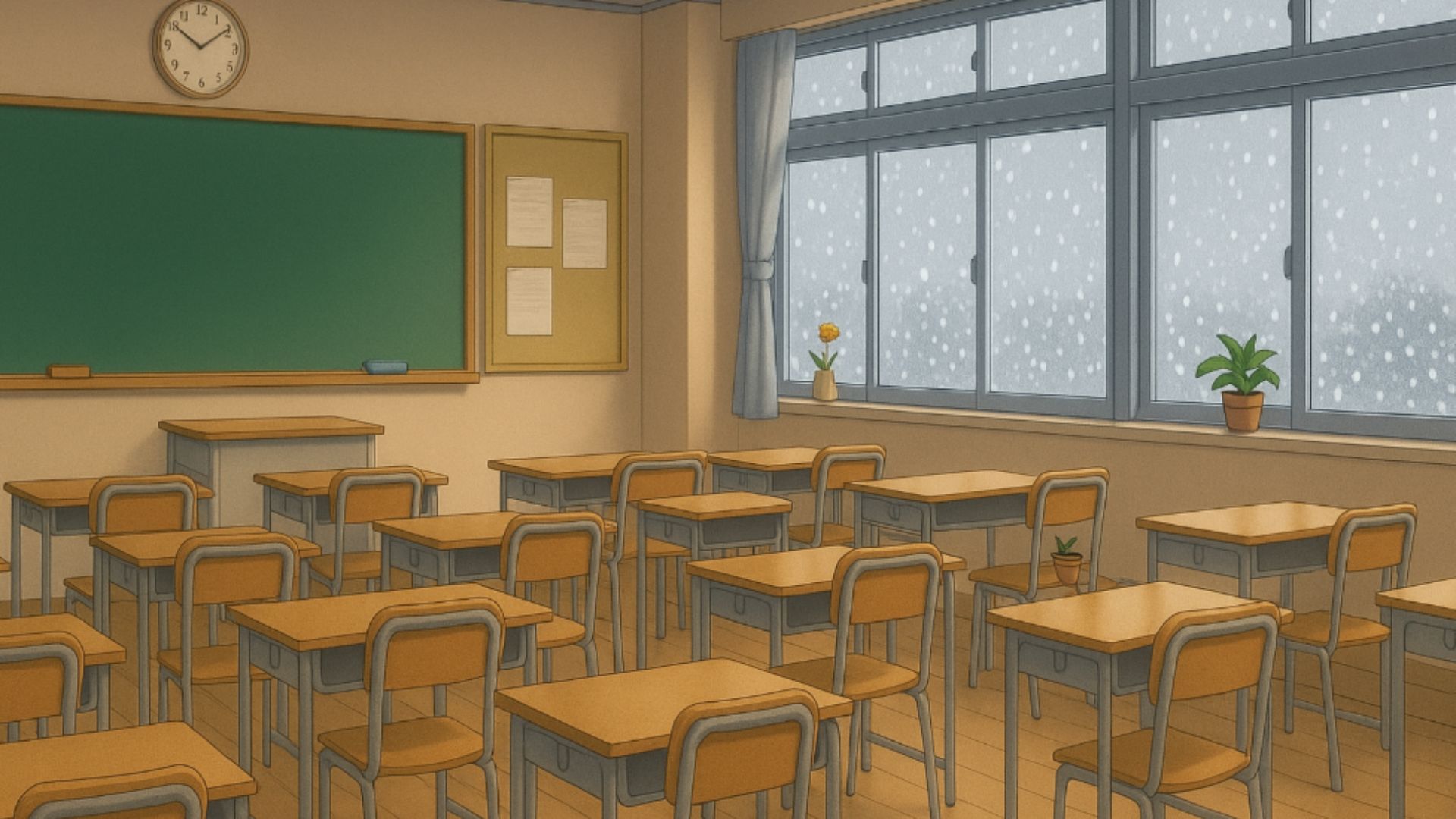 学校 教室(雪)
